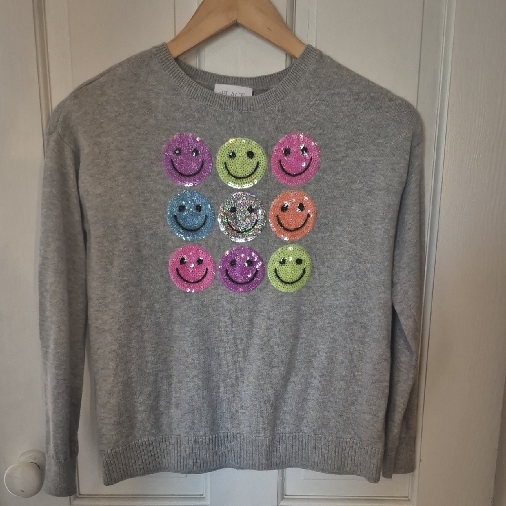 Place Gray Sweater with Colorful Smiley Faces
